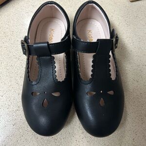 Kids Black Dress Shoes with Strap